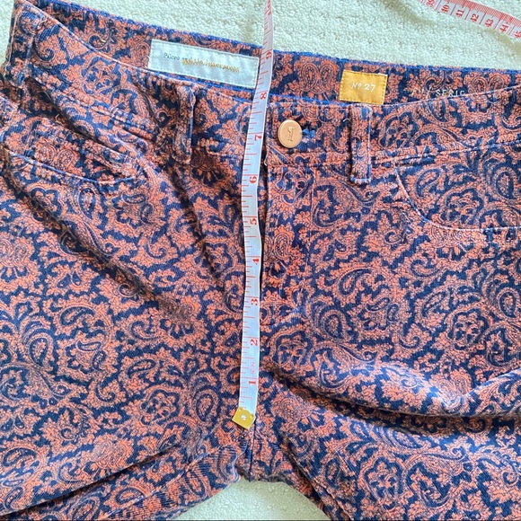 PILCRO AND THE LETTERPRESS Navy Orange Serif Corduroy Pants Paisley - Picture 8 of 13